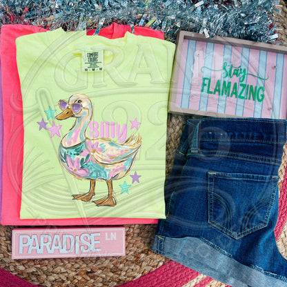 Neon yellow Comfort Colors funny goose summer outfit graphic tee