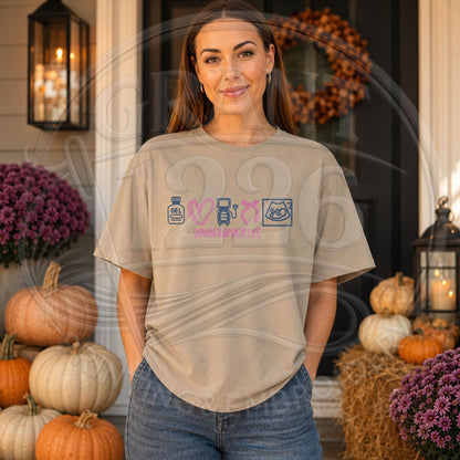Sonographer Life ultrasound tech shirt styled in a fall outdoor setting