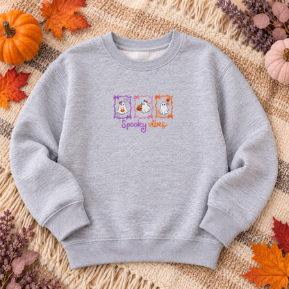 Sport Grey kids Spooky Vibes embroidered sweatshirt flat lay