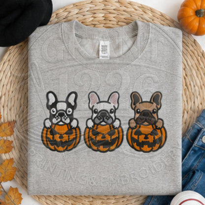 Sport Grey embroidered French bulldog pumpkin sweatshirt flat lay