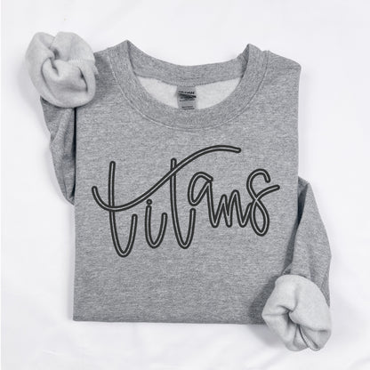 Sport Gray Gildan Titans embroidered school spirit sweatshirt with black puff lettering