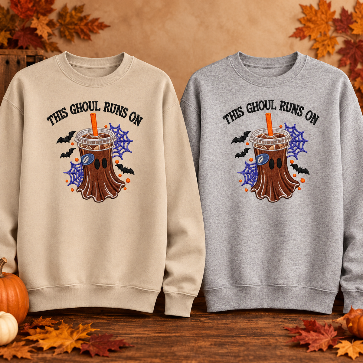 Sand and Sport Grey iced coffee ghost sweatshirt color options