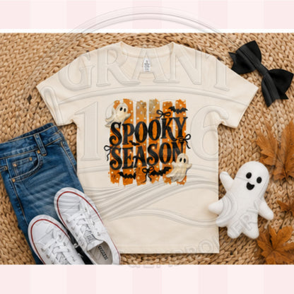 Rabbit Skins ivory toddler Halloween tee with Spooky Season graphic