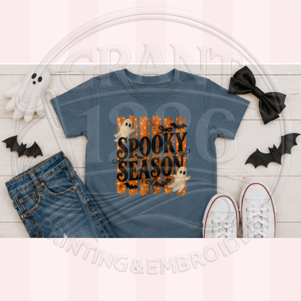 Rabbit Skins vintage denim Spooky Season toddler Halloween tee