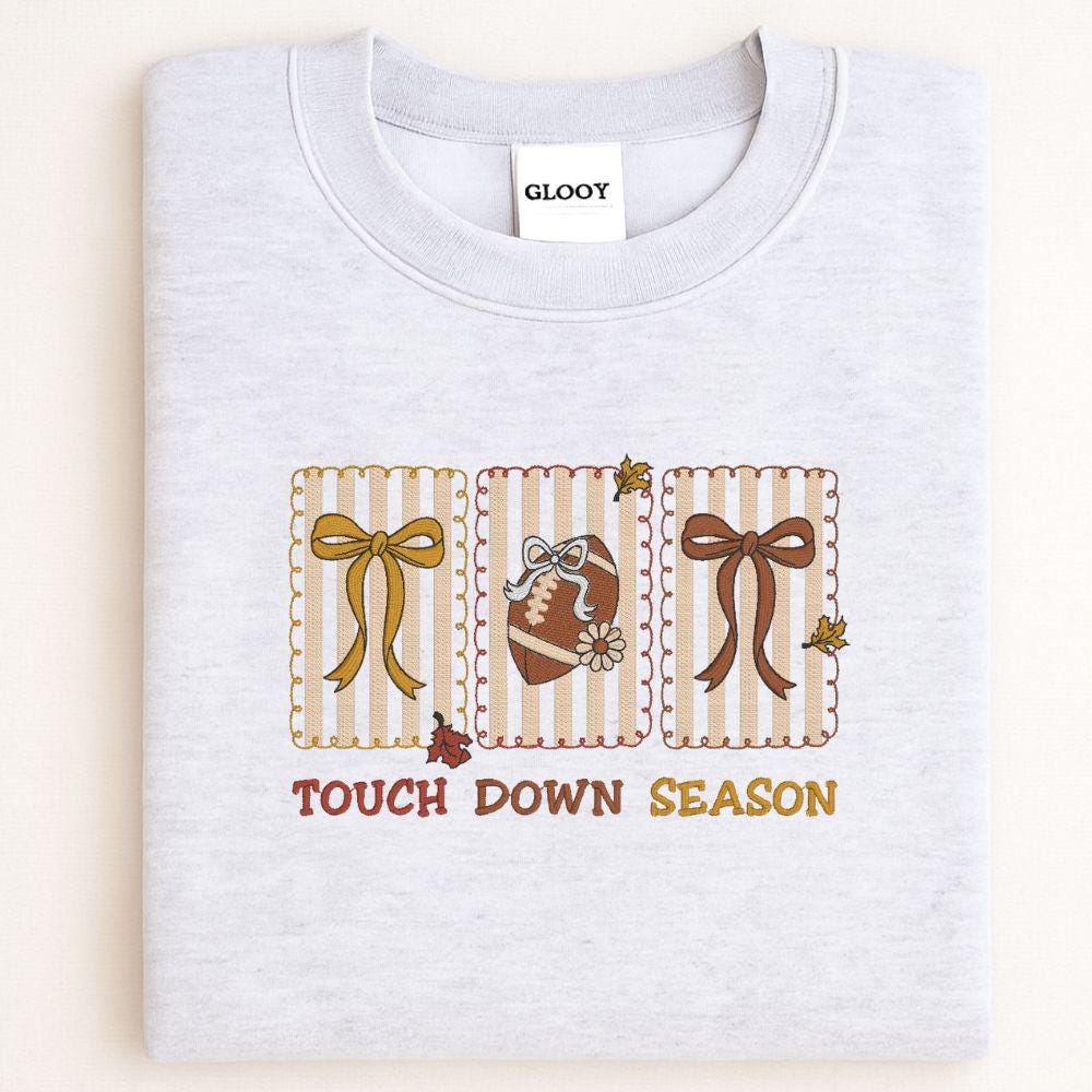 Embroidered football sweatshirt for school spirit