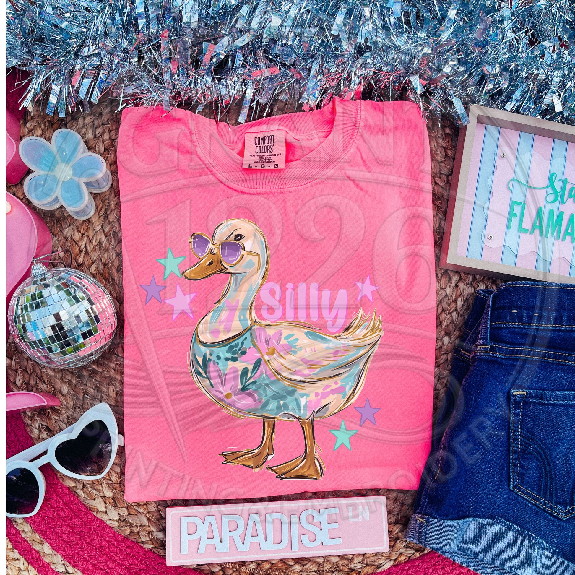 Neon pink silly goose shirt trendy summer graphic tee