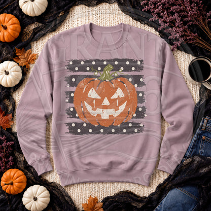 Paragon purple vintage Halloween pumpkin sweatshirt with distressed jack o lantern graphic