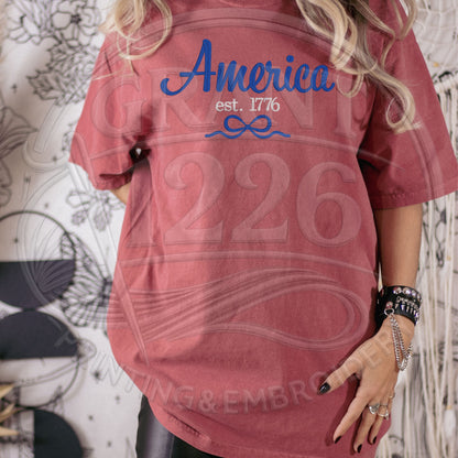 Vintage red America Est 1776 patriotic outfit shirt