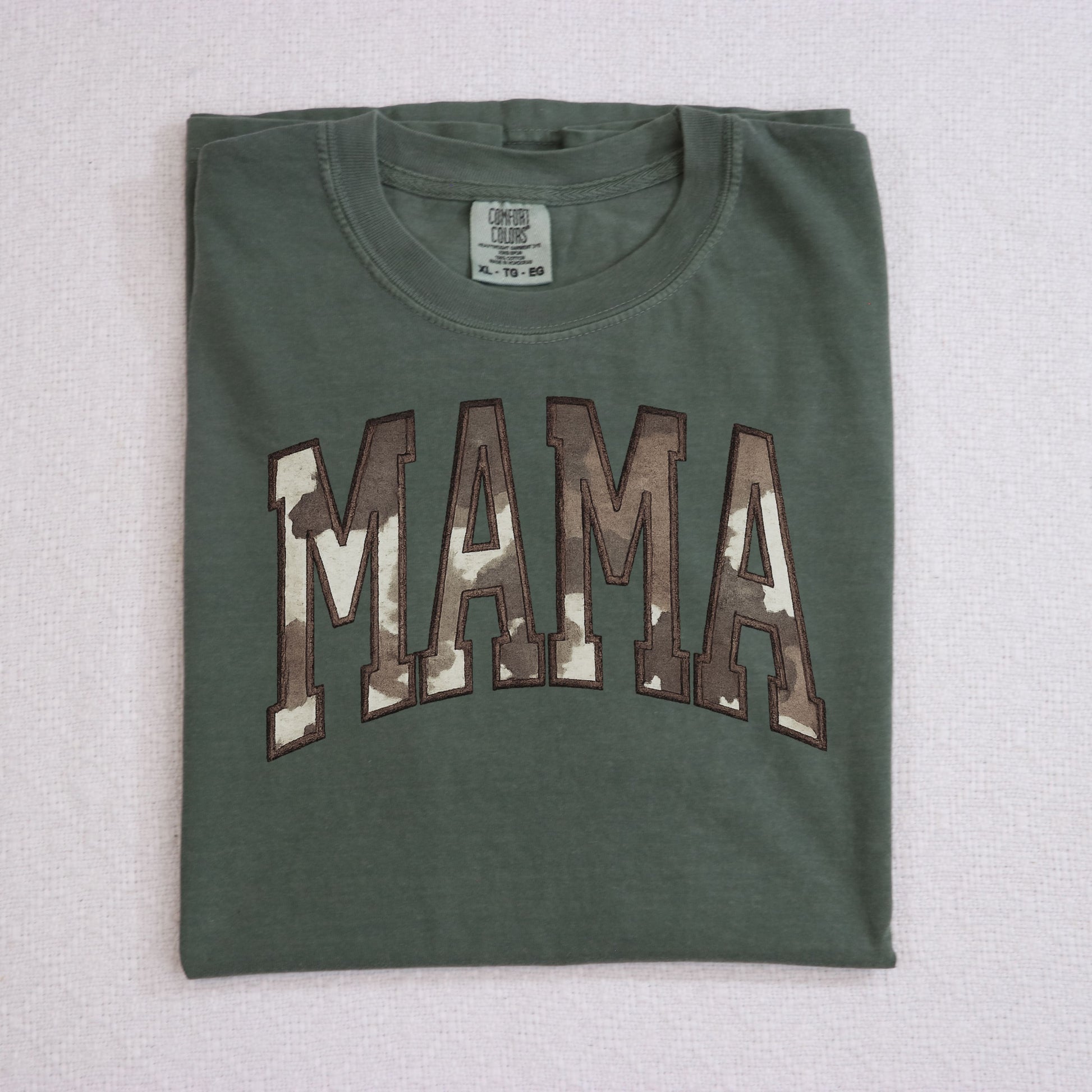 Custom name cow print comfort colors embroidered tshirt