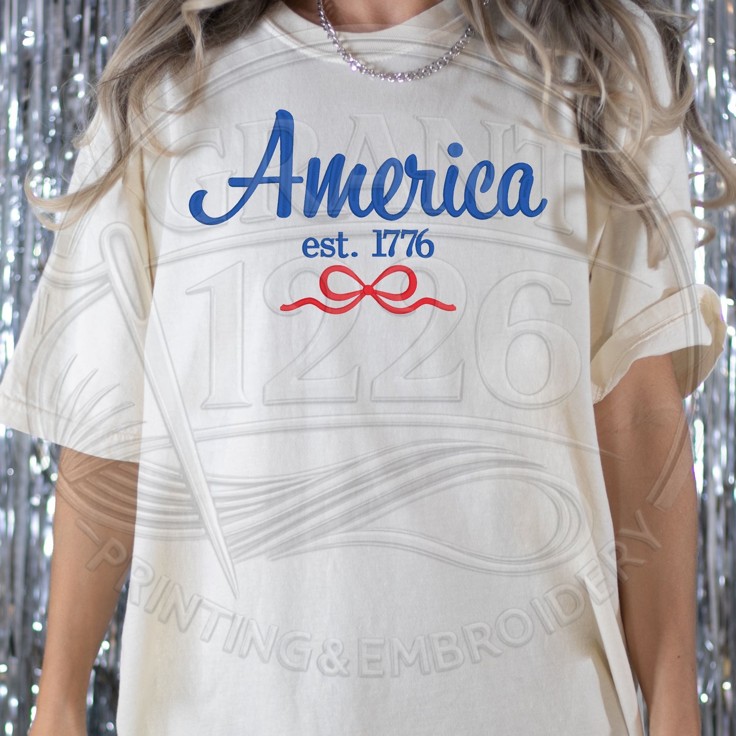 White America Est 1776 embroidered Comfort Colors tee