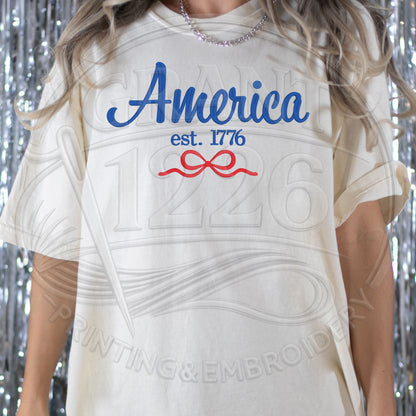 White America Est 1776 embroidered Comfort Colors tee