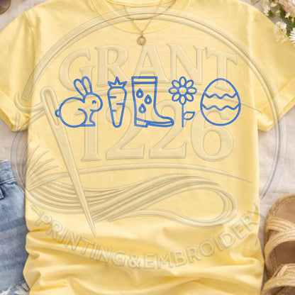 Yellow pastel spring icons embroidered Comfort Colors shirt