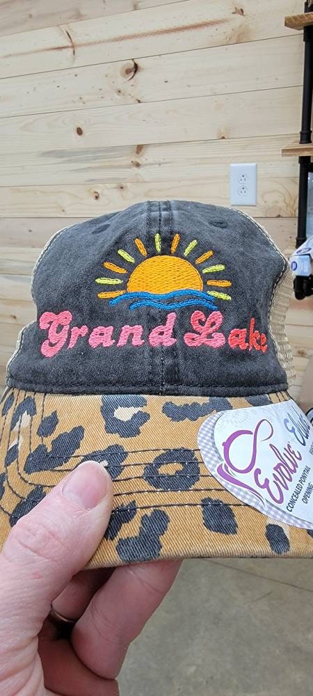 Personalized Lake Life Ponytail Hat, Custom Embroidered Hat